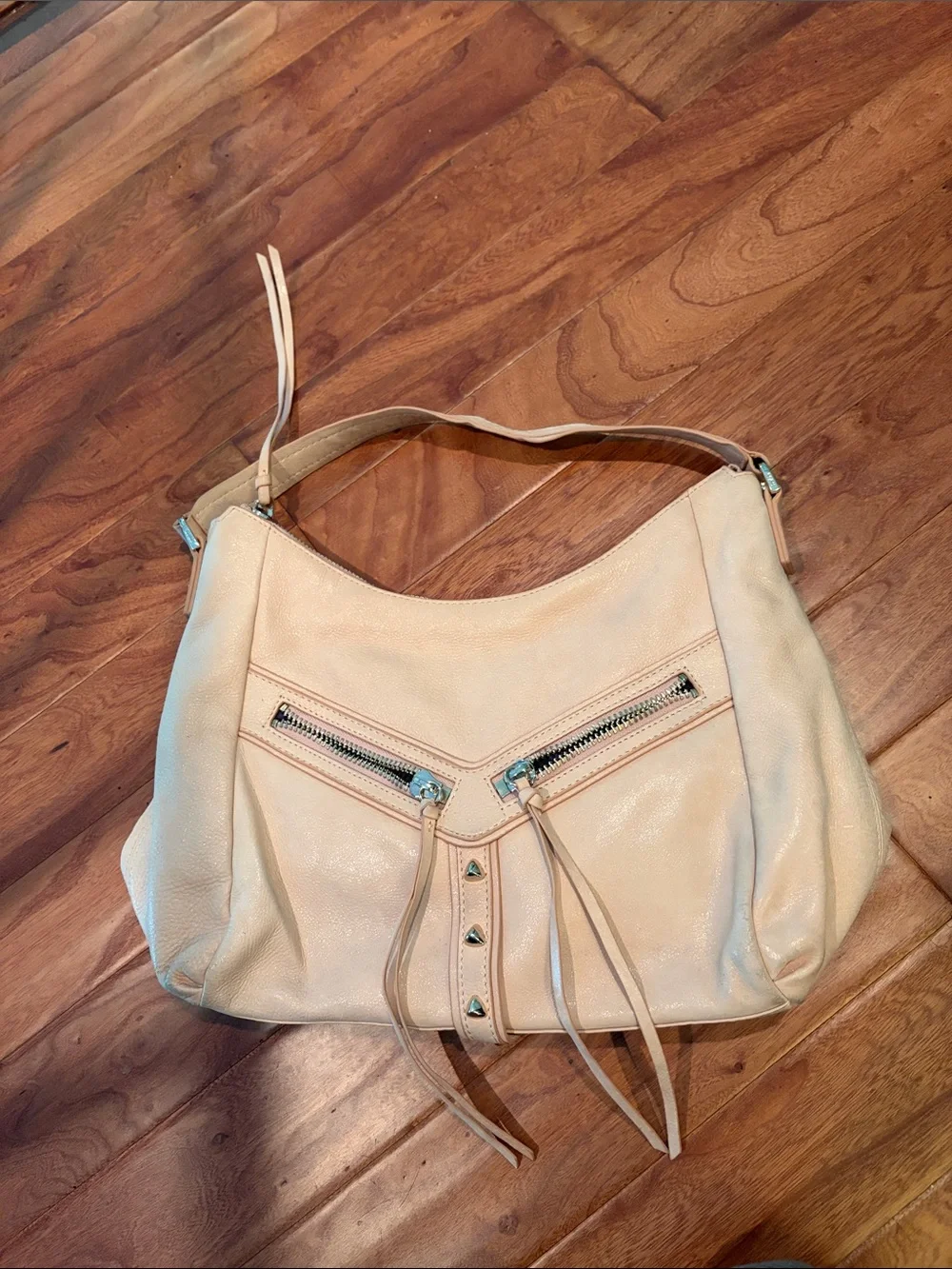 Botkier Trigger Bag Diagonal Zips Leather Tassels In Creme